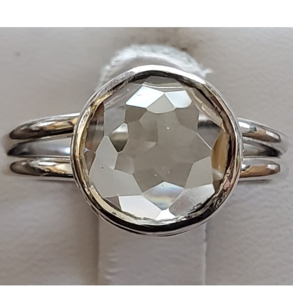 Genuine 3ct Multi-Faceted Prasiolite Ring 8